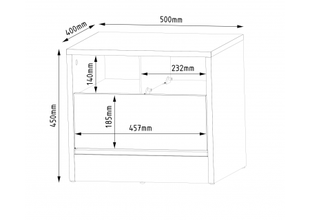 NIGHTSTAND 50CM WITH LED STRIP AND 1 DRAWER - DISPARO 3