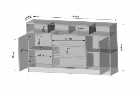 SIDEBOARD 160CM WITH LED STRIP - DISPARO 4