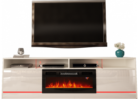 TV STAND 200CM WITH LED STRIP AND FIREPLACE - DISPARO 5