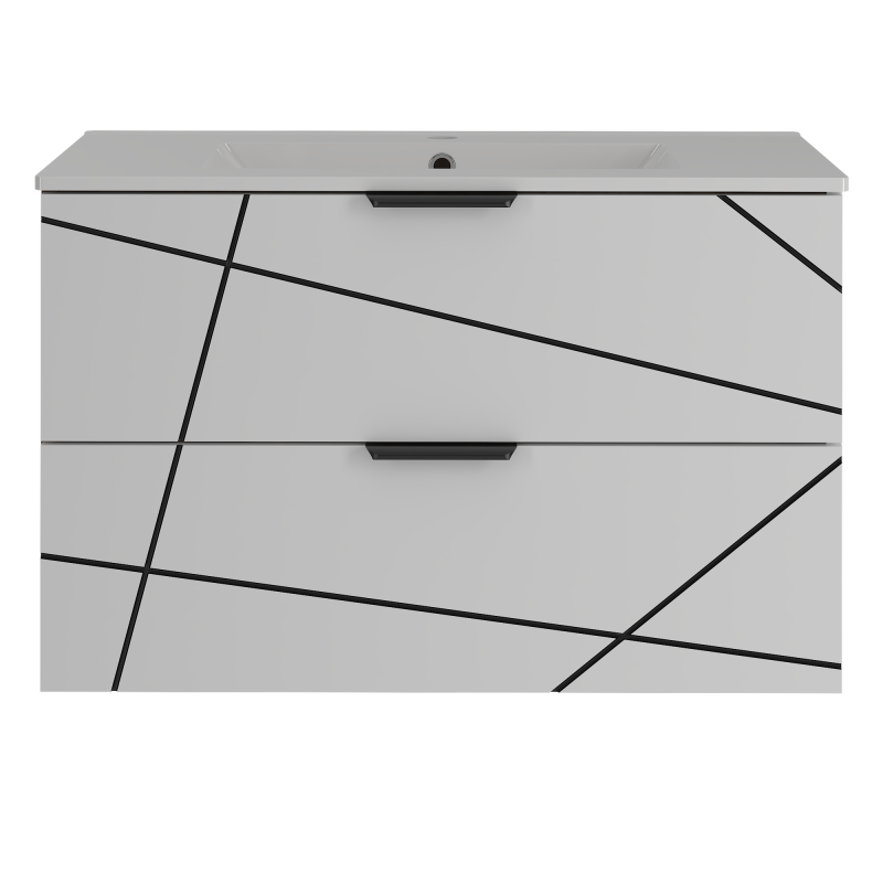 Cabinet with inset sink 80cm - WOOD 01