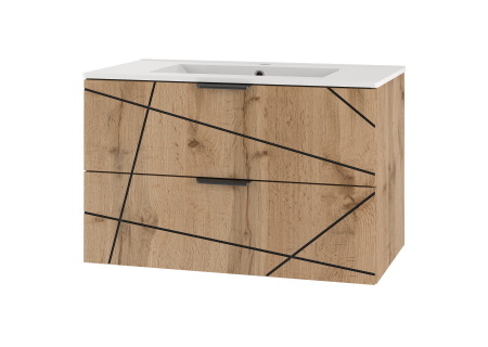 Cabinet with inset sink 80cm - WOOD 01