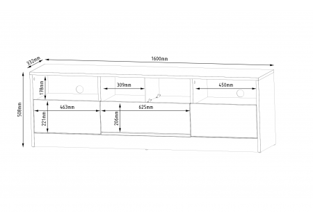 TV STAND 160CM WITH LED STRIP AND 3 DRAWERS - DISPARO 6