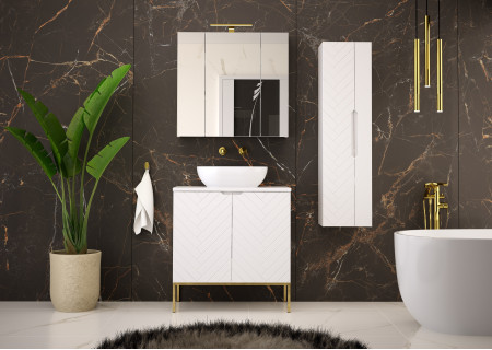 Bathroom cabinet 80cm with sink gold rack - ASPEN 08