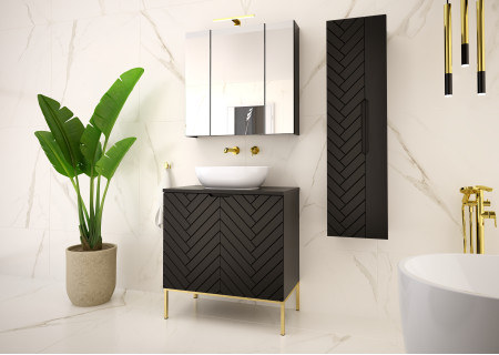 Bathroom cabinet 80cm with sink gold rack - ASPEN 08