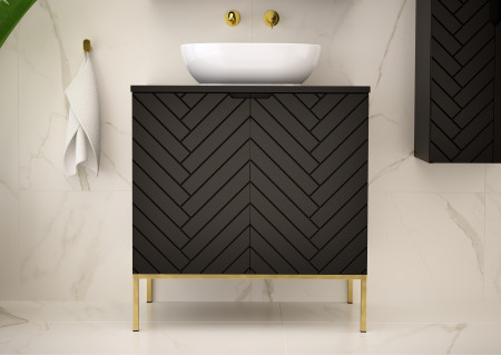 Bathroom cabinet 80cm with sink gold rack - ASPEN 08