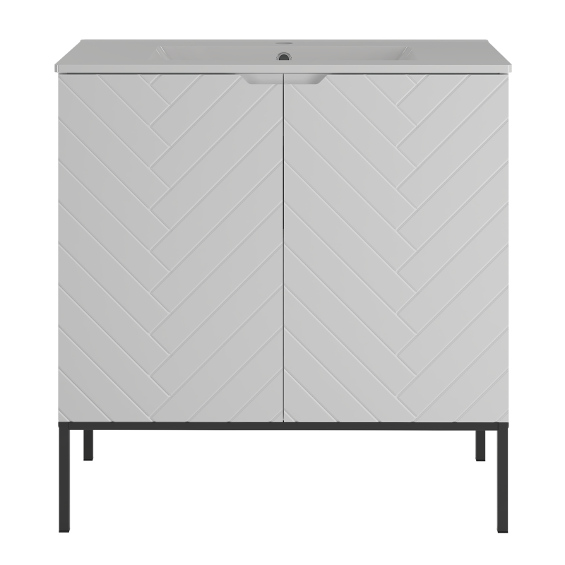 Cabinet with inset sink 80cm black rack - ASPEN 08