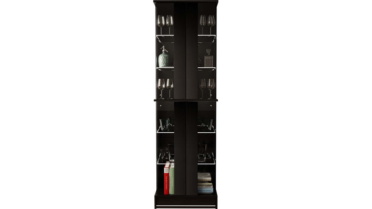 VITRINE 180CM WITH LED STRIP AND GLASS DOORS - EFECTO 3