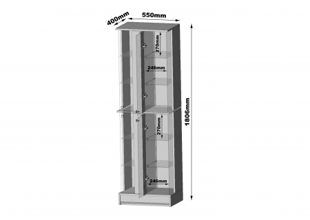 VITRINE 180CM WITH LED STRIP AND GLASS DOORS - EFECTO 3