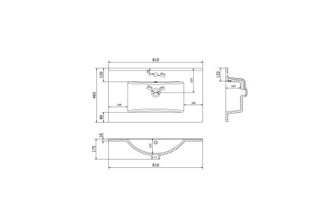Szafka z wpuszczaną umywalką 80cm - DELICA 01