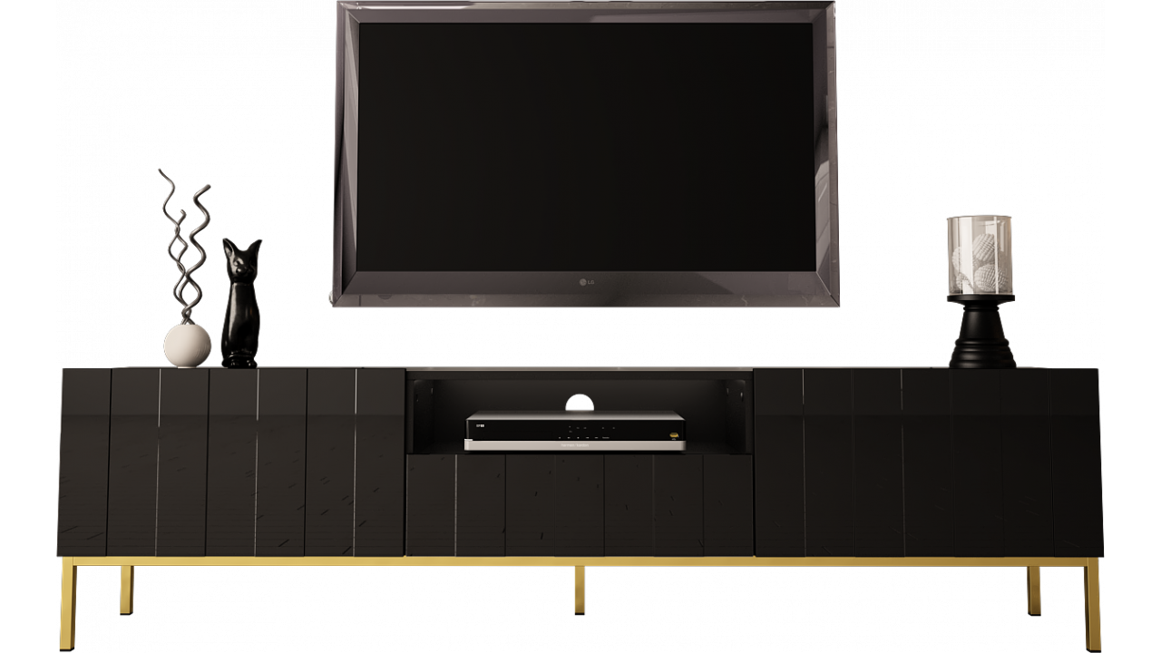 TV STAND 190CM ON GOLD LEGS - ELEGANTE 1