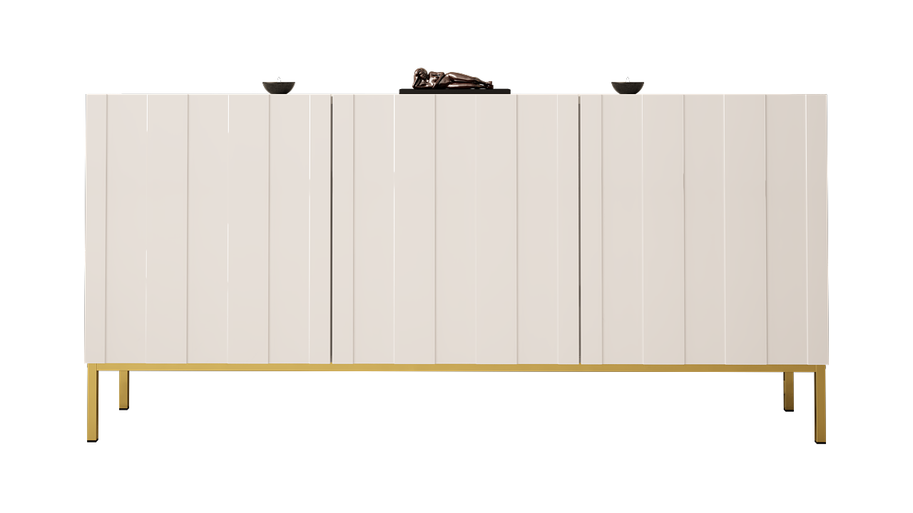 SIDEBOARD 160CM WITH 3 DOORS ON GOLD LEGS - ELEGANTE 2