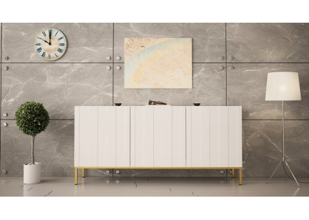 SIDEBOARD 160CM WITH 3 DOORS ON GOLD LEGS - ELEGANTE 2