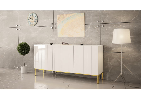 SIDEBOARD 160CM WITH 3 DOORS ON GOLD LEGS - ELEGANTE 2