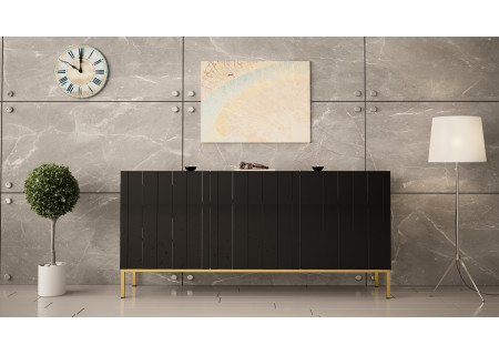 SIDEBOARD 160CM WITH 3 DOORS ON GOLD LEGS - ELEGANTE 2