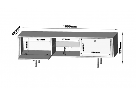 TV STAND 160CM WITH GOLD EMBELLISHMENTS - CRISTAL 1