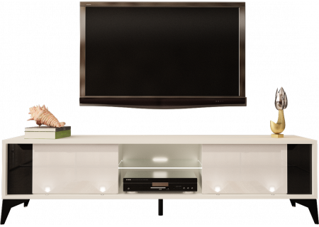 TV STAND 161CM WITCH BLACK INSET NAD LEGS - EVEL 2