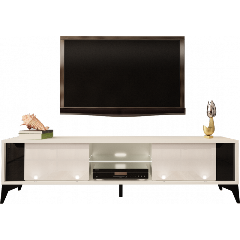 TV STAND 161CM WITCH BLACK INSET NAD LEGS - EVEL 2