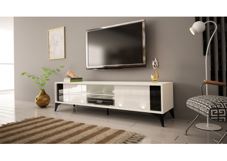 TV STAND 161CM WITCH BLACK INSET NAD LEGS - EVEL 2