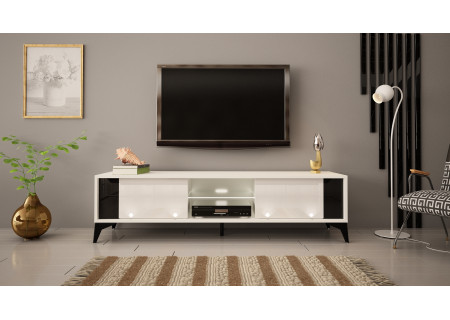 TV STAND 161CM WITCH BLACK INSET NAD LEGS - EVEL 2