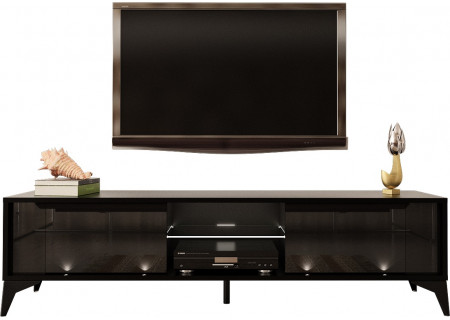 TV STAND 161CM WITCH BLACK INSET NAD LEGS - EVEL 2