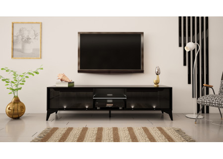 TV STAND 161CM WITCH BLACK INSET NAD LEGS - EVEL 2