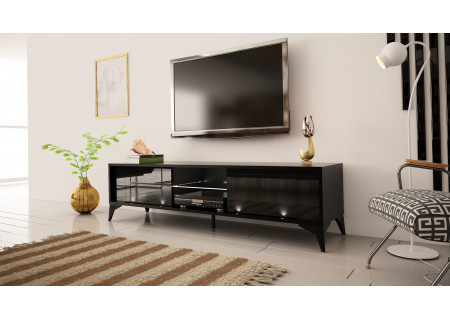 TV STAND 161CM WITCH BLACK INSET NAD LEGS - EVEL 2