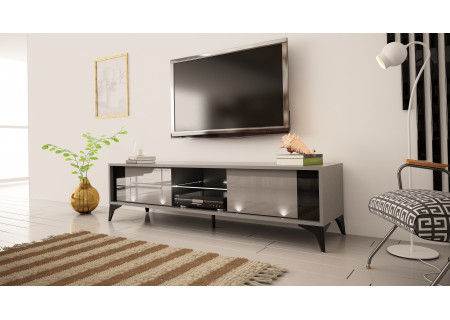 TV STAND 161CM WITCH BLACK INSET NAD LEGS - EVEL 2