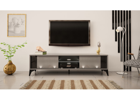 TV STAND 161CM WITCH BLACK INSET NAD LEGS - EVEL 2