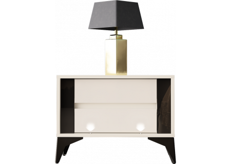 NIGHTSTAND 61CM WITH 2 DRAWERS ON BLACK LEGS - EVEL 4