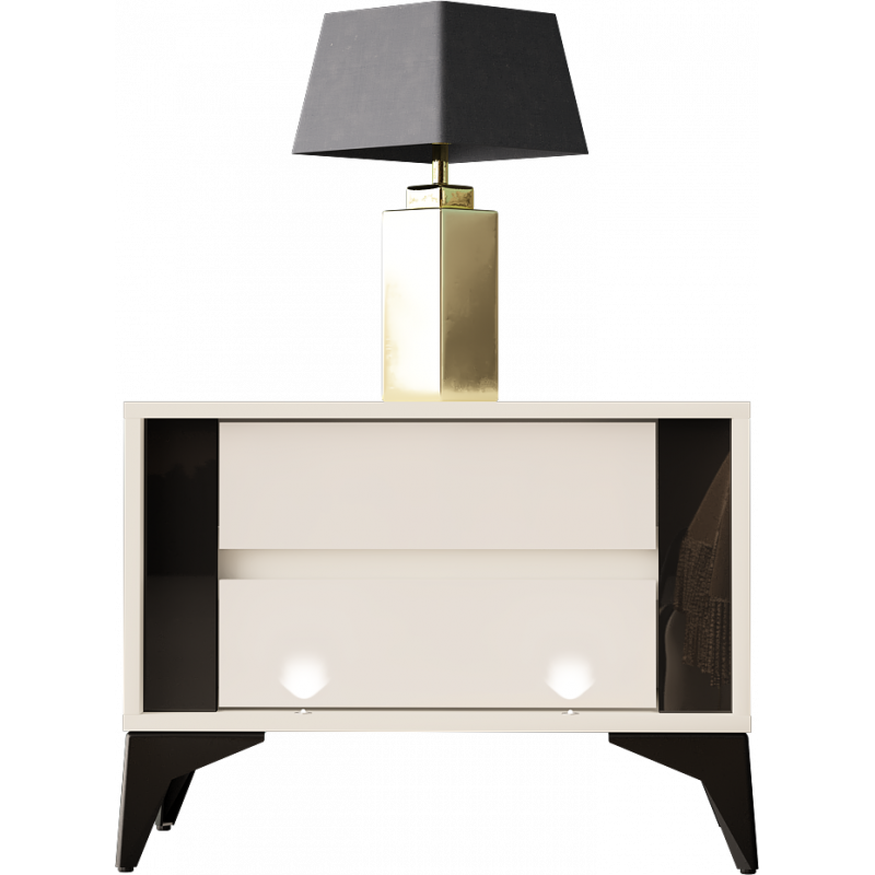 NIGHTSTAND 61CM WITH 2 DRAWERS ON BLACK LEGS - EVEL 4