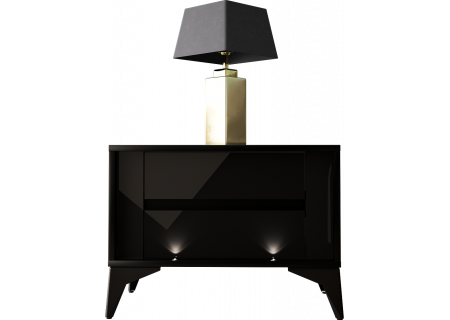 NIGHTSTAND 61CM WITH 2 DRAWERS ON BLACK LEGS - EVEL 4