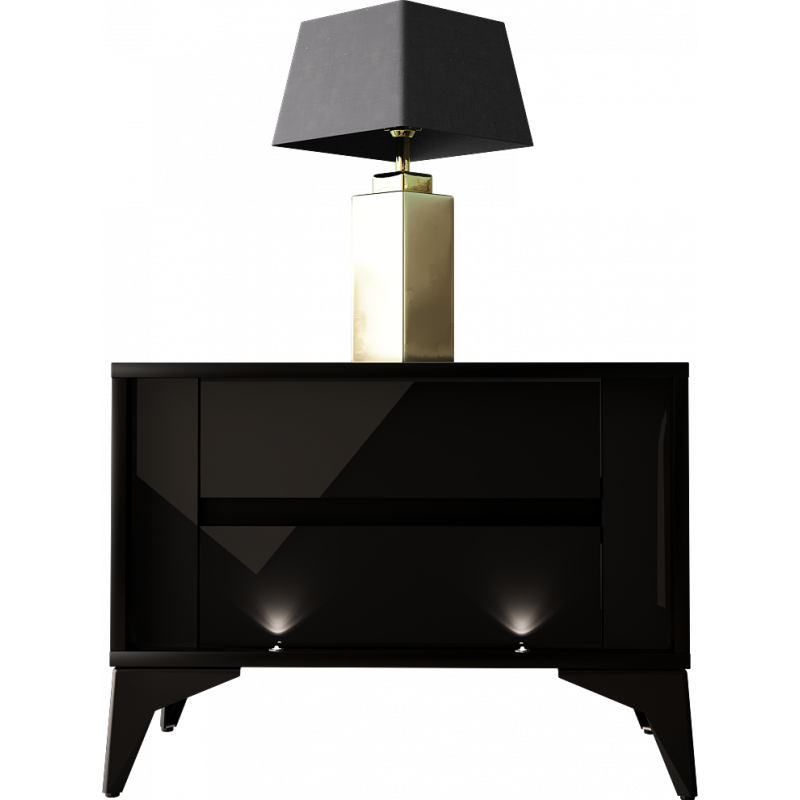 NIGHTSTAND 61CM WITH 2 DRAWERS ON BLACK LEGS - EVEL 4