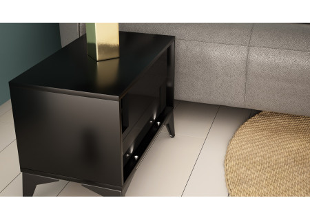 NIGHTSTAND 61CM WITH 2 DRAWERS ON BLACK LEGS - EVEL 4