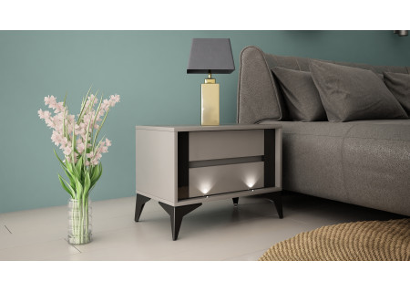 NIGHTSTAND 61CM WITH 2 DRAWERS ON BLACK LEGS - EVEL 4