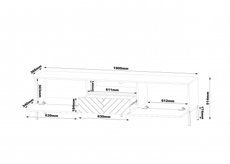 TV STAND 190CM ON GOLD LEGS - GALA 1