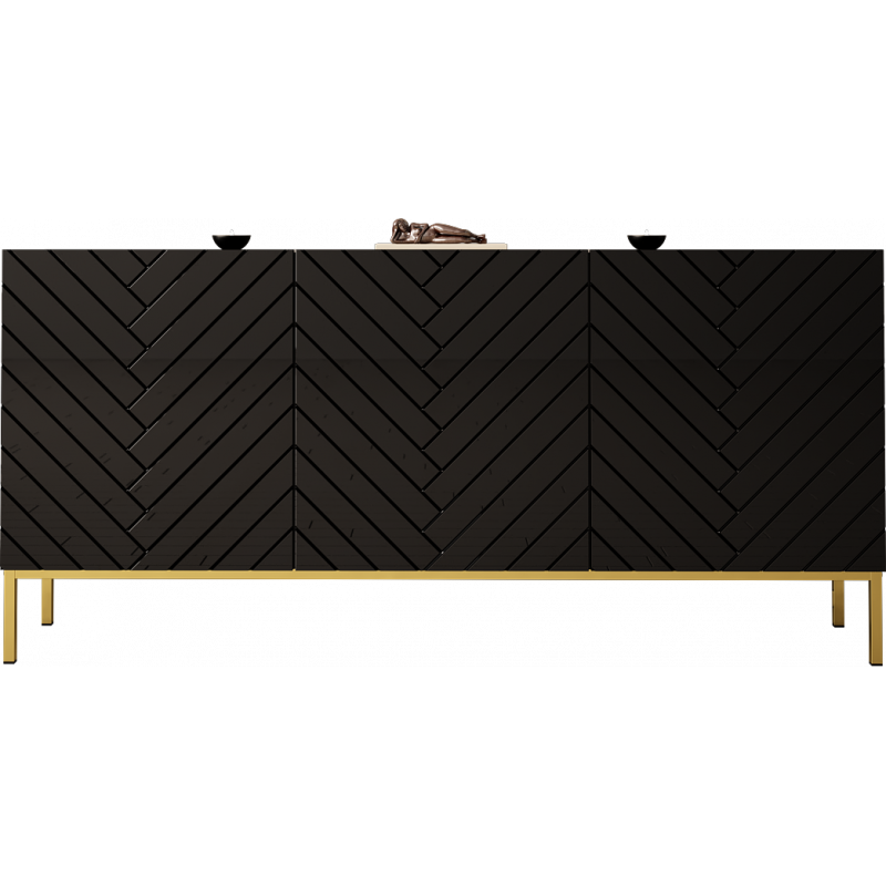 SIDEBOARD 160CM WITH 3 DOORS ON GOLD LEGS - GALA 2