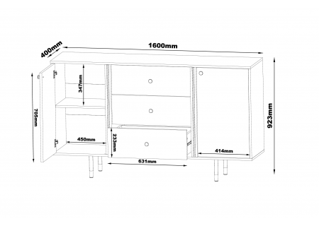 SIDEBOARD 160CM WITH GOLD EMBELLISHMENTS - CRISTAL 2