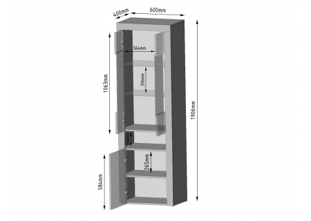 VITRINE 190CM WITH GLASSED DOORS - GRAND 1