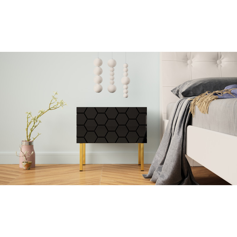 NIGHTSTAND 50CM ON GOLD LEGS - HEXA 4