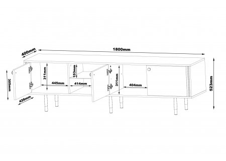 TV STAND 180CM WITH GOLD EMBELLISHMENTS - CRISTAL 3