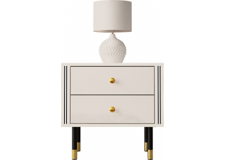 NIGHTSTAND 55CM WITH GOLD EMBELLISHMENTS AND 2 DRAWERS - CRISTAL 4