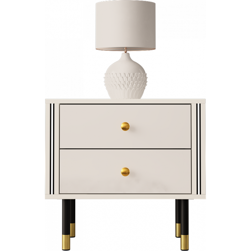 NIGHTSTAND 55CM WITH GOLD EMBELLISHMENTS AND 2 DRAWERS - CRISTAL 4