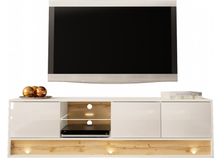 TV STAND 180CM WITH OAK WOOD INSET - VISION 1