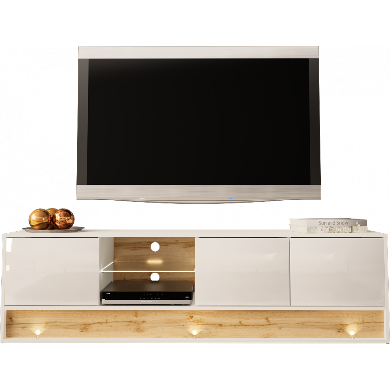 TV STAND 180CM WITH OAK WOOD INSET - VISION 1