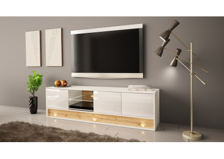 TV STAND 180CM WITH OAK WOOD INSET - VISION 1