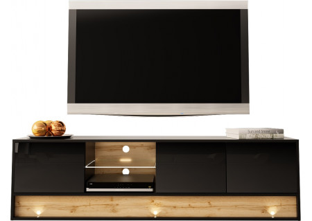 TV STAND 180CM WITH OAK WOOD INSET - VISION 1