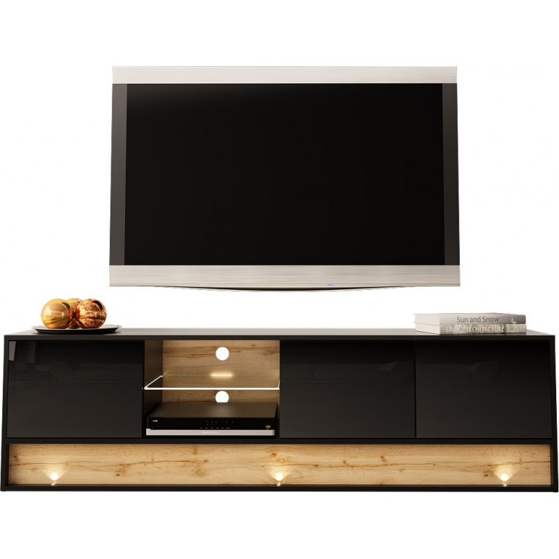 TV STAND 180CM WITH OAK WOOD INSET - VISION 1