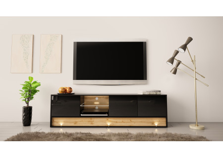 TV STAND 180CM WITH OAK WOOD INSET - VISION 1