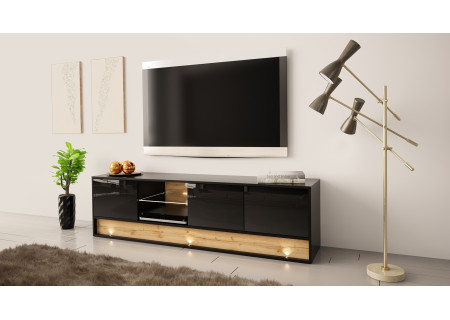 TV STAND 180CM WITH OAK WOOD INSET - VISION 1