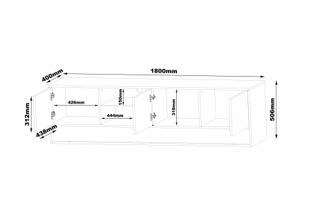 TV STAND 180CM WITH OAK WOOD INSET - VISION 1